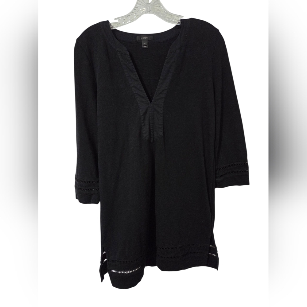 J.CREW Cross Stitch Tunic Shirt Black XS